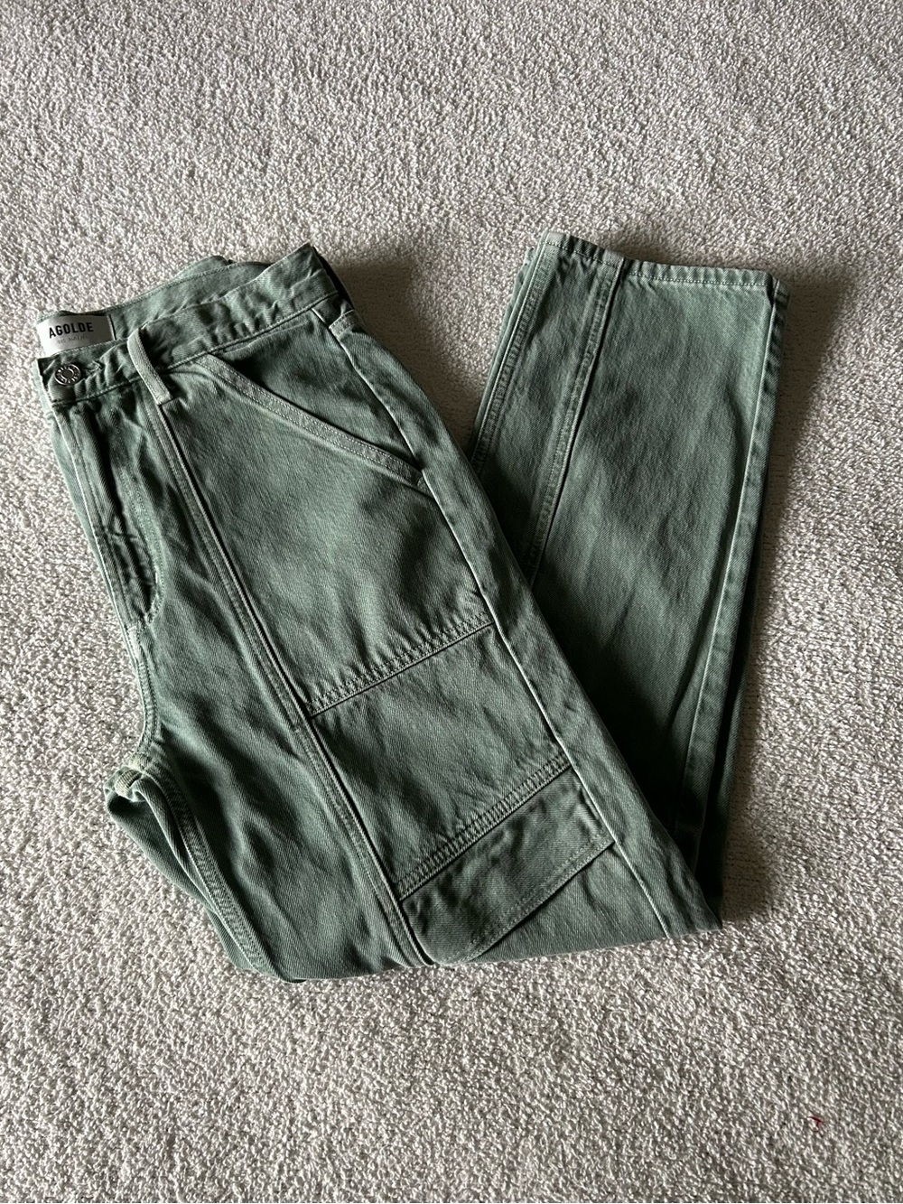 Agolde Straight Leg Jeans in Sage Green